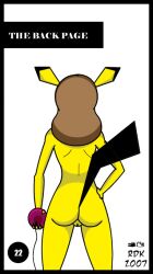 anatomically_incorrect anatomically_incorrect_genitalia anthro ass biped brown_hair digital_drawing_(artwork) digital_media_(artwork) female generation_2_pokemon genitals hair nintendo nude pichu pokemon pokemon_(species) pussy reddragonkan short_hair solo text yo-yo