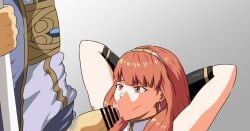 1boy 1girls age_difference armpit_hair armpits blowjob celica_(fire_emblem) censored fellatio female fire_emblem fire_emblem_echoes:_shadows_of_valentia hands_behind_head male nomah_(fire_emblem) paid_reward_available sample tonsuke