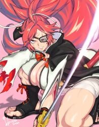 1girls 2022 artist_name attack attacking attacking_viewer baiken big_breasts breasts busty crouched crouching curvaceous curvy curvy_body curvy_female curvy_figure eye_patch face_markings face_marks female female_only gigantic_breasts guilty_gear hori_shin_(horishin1986) huge_breasts huge_thighs katana large_breasts light-skinned_female light_skin lips markings milf on_one_knee one_arm one_armed pink_hair ponytail red_eyes red_hair redhead revealing_clothes samurai sandals scar scar_across_eye scar_on_face scarred scars scars_on_face slicing solo swinging_weapon sword tagme tagme_(artist) thick thick_thighs thighs tied_hair traditional_clothes warrior weapon