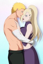 1boy 1girls ambiguous_background aqua_eyes bandaged_arm bandages bedroom before_sex big_breasts blonde_hair blue_eyes blush boruto:_naruto_next_generations breast_press breasts breasts_against_chest busty chocolate chocolate_heart clothed_female clothed_male crop_top duo duo_focus feeding food food_in_mouth food_play fully_clothed hair_over_one_eye half-dressed hug huge_breasts iharuluna_(artist) imminent_kiss in_love ino_yamanaka light_blue_eyes long_hair looking_at_another looking_at_partner naruto naruto_(series) pants ponytail romantic romantic_couple shirt shirtless shirtless_(male) side_view sideboob skirt sleeveless sleeveless_shirt smile tease teasing uzumaki_naruto valentine's_day very_long_hair whisker_markings whiskers yellow_hair