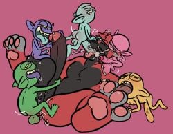 6boys anal anthro bite blue_body cum feet gay goblin goblin_male green_body licking_balls licking_penis licking_toes oral paws pink_body purple_body red_body sitting_on_balls size_difference slightly_chubby small_dom_big_sub toynuke yaoi