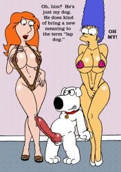 bikini brian_griffin canine crossover dog_penis family_guy huge_breasts imminent_sex lois_griffin marge_simpson sbb the_simpsons yellow_body zoophilia