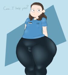 big_ass big_butt big_hips brown_eyes brown_hair femboy feminine_male huge_ass hyper_hips orangejuicemann self_insert tagme work_uniform