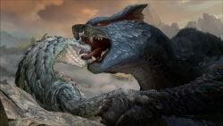 3d animated capcom dragon feral gay hi_res highres kissing licking male male/male male_only monster_hunter nargacuga no_sound open_mouth short_playtime tagme tallion tobi-kadachi video yaoi