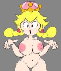 1girls artist_request big_breasts blonde_hair female female_only grey_background mario_(series) new_super_mario_bros._u_deluxe nintendo peachette simple_background sketch solo standing super_crown tagme toadette yellow_hair