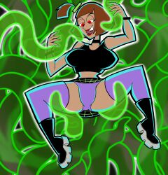 boots danny_phantom madeline_fenton milf nat_tpm nickelodeon open_legs pose possessed possession red_eyes sam_manson_(cosplay) tentacle tongue_out