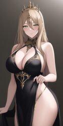 1girls ai_generated big_breasts blonde_hair breasts cleavage dress elden_ring female female_only fromsoftware jewelry milf mommy queen_marika_the_eternal thick_thighs wide_hips