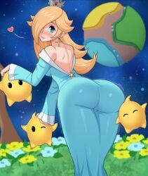 1girls ass blue_eyes bubble_butt crown dat_ass dress female hair_over_one_eye hips huge_ass light-skinned_female light_skin long_hair luma mario_(series) nintendo princess_dress princess_rosalina prodviks rosetta_(super_mario_galaxy) slim_waist spoken_heart super_mario_galaxy thick_ass thick_thighs thighs wide_hips