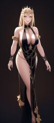 1girls ai_generated big_breasts blonde_hair breasts cleavage dress elden_ring female female_only fromsoftware jewelry milf queen_marika_the_eternal thick_thighs wide_hips
