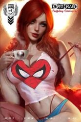 1girls alternate_version_available artist_request big_breasts breasts busty curvy curvy_female female female_only freckles green_eyes huge_breasts human light-skinned_female light_skin lipstick long_hair marvel marvel_comics mary_jane_watson mug panties red_hair solo spider-man_(series) string string_panties thick_thighs thong voluptuous voluptuous_female wide_hips