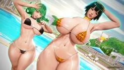 1920x1080 1boy 2girls alternate_breast_size armpits arms_up artist_name aura bald bangs bare_shoulders big_ass big_breasts bikini black_hair breasts cleavage clothing collar collarbone curly_hair curvy esper_sisters eyelashes female female_focus fubuki_(one-punch_man) g-string green_eyes green_hair hands_behind_head hips honey_select huge_breasts human jojo_pose jojo_reference krillinresort large_breasts leopard_print lips lipstick looking_at_viewer male medium_hair micro_bikini multiple_girls navel one-punch_man outside pink_lipstick pinup pool revealing_clothes saitama shiny_skin short_hair side-tie_bikini sideboob skimpy swimsuit tatsumaki thick_lips thick_thighs thigh_gap thin_waist thong underboob voluptuous water watermark wide_hips