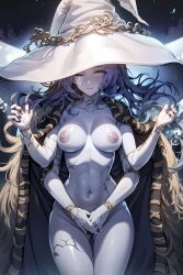 1girls ai_generated big_ass big_breasts blue_body blue_eyes cracked_skin elden_ring female female_only fromsoftware maya_(artist) ranni_the_witch thick_thighs witch witch_hat