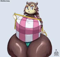 1girls animal_crossing female female_only front_view gothicc_komy_(artist) nintendo sable_able solo solo_female thick_thighs thighs