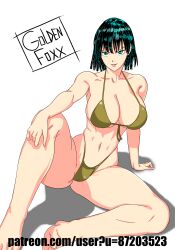 big_breasts bikini female female_only fubuki_(one-punch_man) golden_foxx_(artist) goldenfoxx green_hair looking_at_viewer one-punch_man seductive strong