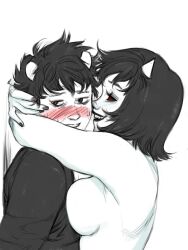 erostuck homestuck horns hugging karkat_vantas short_hair terezi_pyrope