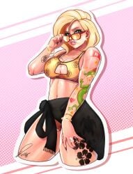 1girls adjusting_eyewear adjusting_glasses adjusting_sunglasses alternate_version_at_source alternate_version_available android_18 ass athletic_female big_ass big_breasts bikini blonde_hair blue_eyes blue_sky breasts dragon_ball dragon_ball_super dragon_ball_xenoverse dragon_ball_z kooj_artz large_breasts looking_over_eyewear looking_over_glasses looking_over_sunglasses milf mother muscular orange-tinted_eyewear skirt solo solo_female sunglasses swimsuit tagme tattoo tattoos tinted_eyewear toned_female trendy_bikini