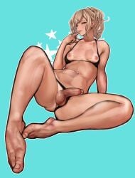 10s 1futa 2018 2n5 areolae bikini blonde_hair breasts dickgirl foot_fetish futanari hormone_breasts horny human light-skinned_futanari light_skin long_hair nipples nude penis simple_background small_breasts tagme tan tanline uncensored