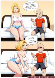 android_18 big_breasts blonde_hair blue_eyes breasts busty comic dragon_ball dragon_ball_z edit female hourglass_figure krillin kuririn legoman male netorare ntr sebasdono short_hair tagme wide_hips