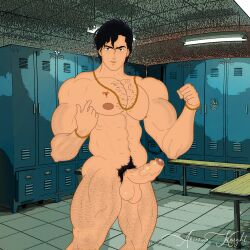 1boy anime_style ariesknight bara bodybuilder city_hunter digital_drawing_(artwork) gay holidays human lgbt_pride male male_only muscle penis photoshop ryo_saeba solo yaoi