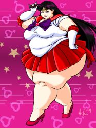 bishoujo_senshi_sailor_moon chubby_female clothing high_heels huge_ass large_breasts obese ray_norr rei_hino sailor_mars skirt solo_female thick_thighs