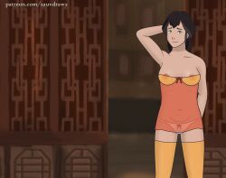 1girls air_acolyte avatar_legends female lingerie mature_female milf negligee panties pema sauvdraws see-through_clothing the_legend_of_korra thighhighs visible_areolae visible_nipples