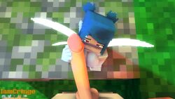 3d big_penis blue_eyes blue_hair erect_nipples erect_penis fairy horny_female human humanoid humanoid_penis iamcringe looking_at_penis looking_at_viewer mine-imator minecraft nude_female outside penis pixie smile tagme touching_penis wings you