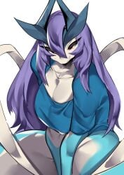 absurd_res anthro aspirindabaitu big_breasts breast_grab female furry hi_res mx99926 pokémon_(species) pokemon pokemon_(species) suicune thick_ass wide_hips