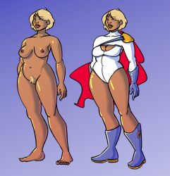 big_breasts blonde_hair blonde_pubic_hair breasts dapperzapper dark-skinned_female dc dc_comics female female_only karen_starr naked naked_female nipples nude nude_female power_girl pubes pubic_hair short_hair standing supergirl_(series) superhero superheroine superman_(series) tan-skinned_female tan_body tan_skin tanned_skin