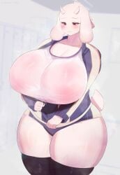 anthro big_breasts breasts female furry goat huge_breasts kakuteki11029 thick_thighs toriel undertale undertale_(series) wide_hips