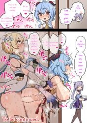 1futa 2girls ahe_gao ahoge alley areolae ass bent_over big_breasts big_penis big_thighs blonde_hair blue_hair blush bodily_fluids bottomless breasts cheating climax clothed clothing cucked_by_futa cuckold cum cum_inside dialogue dickgirl duo_focus english_text erection female futa_on_female futa_with_female futanari ganyu_(genshin_impact) genshin_impact gloves grabbing grabbing_from_behind grabbing_hair group hair_grab hotaru_(firefly) huge_breasts human humanoid instant_loss instant_loss_2koma keqing_(genshin_impact) large_breasts light-skinned_female light-skinned_futanari light_skin lumine_(genshin_impact) mostly_nude netorare nipples ntr nude nude_female onomatopoeia orgasm partially_clothed penis_in_pussy sex side_view standing stealth_sex sweat sweaty text thick_thighs thighs translated vaginal_penetration vaginal_sex wet wet_body x-ray