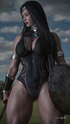 1girls 3d 3d_(artwork) amazon amazonian big_ass big_butt bikini_armor black_hair breasts bubble_ass bubble_butt cga3d cleavage curvaceous curvy curvy_female curvy_figure daz3d daz_studio erotichris female female_only green_eyes huge_ass kana_(cga3d) katana muscular muscular_female muscular_thighs original original_character seductive seductive_look sensual shield sleeveless solo sword thick thick_ass thick_thighs tiara voluptuous voluptuous_female wide_hips wonder_woman_(cosplay)