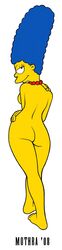 ass back_view blue_hair color female female_only human marge_simpson matt_groening_(style) nude solo standing tagme the_simpsons toony yellow_skin