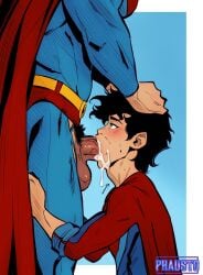 1man_1boy big_penis boquet cum_in_mouth dad_fucking_son dc dc_comics gay hairy_balls hands_on_head phausto superboy superman superman_(clark_kent) yaoi