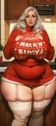 1girls ai_generated ass ass_bigger_than_head ass_cheeks ass_focus ass_visible_through_thighs bbw bbw_milf bottom_heavy breasts bubble_butt cellulite christmas christmas_clothing christmas_sweater chubby chubby_ass chubby_female cleavage curvaceous curvy curvy_body curvy_figure eyelashes fat fat_ass fat_butt fat_female female garter_straps gigantic_ass gigantic_breasts gigantic_butt gigantic_thighs gnarrl hip_dips hot_milf hot_mom hot_wife huge_ass huge_breasts huge_butt hyper_ass hyper_butt hyper_hips hyper_thighs indoors massive_ass massive_butt massive_thighs milf mommy mother obese obese_female plump plump_breasts plump_thighs seductive skimpy skindentation sleazy ssbbw thicc thicc_ass thick thick_ass thick_hips thick_thighs thighs thunder_thighs wanting_cock white_hair wide_hipped_female wide_hips