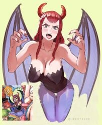 1girls adult adult_female areolae bare_armpits bare_arms bare_chest bare_hands bare_shoulders bare_skin belly belly_button big_breasts black_leotard black_topwear blue_legwear blue_pantyhose blue_stockings breasts busty busty_female busty_girl cleavage collarbone curvaceous curvaceous_body curvaceous_female curvaceous_figure curvaceous_hips curvaceous_thighs curvy curvy_body curvy_female curvy_figure curvy_hips curvy_thighs demon_horn demon_horns demon_wings elbows exposed_armpits exposed_arms exposed_chest exposed_shoulders exposed_skin female female_focus female_only fingernails fingers green_eyes green_eyes_female groin hanging_breasts high_resolution highres horn horns hourglass_figure jerrydurd large_breasts lean_figure legwear leotard lips long_hair looking_at_viewer mature mature_female midriff narrow_waist navel nico_robin nipple_bulge nipples one_piece open_mouth pantyhose parted_lips plump_breasts red_hair red_hair_female shoulders simple_background slender_body slender_waist slim_waist solo standing stockings thick_thighs thigh_gap thighs tongue topwear upper_body upper_teeth wide_hips wings