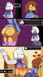 absurd_res anonimop3rson enjoying_spanking female frisk frisk_(undertale) spank_marks spanking toby_fox toriel undertale undertale_(series) wedgie wedgie_fetish wedgies wedgietale