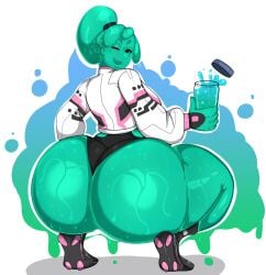 1girls ass ass_focus back_view ella_slurp ella_slurp_(fortnite) epic_games female female_only fortnite fortnite:_battle_royale huge_ass murox78 revealing_clothes slime slime_girl solo solo_female squatting wide_hips