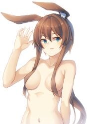 1girls amiya_(arknights) animal_ear_fluff animal_ears arknights bare_arms bare_belly bare_breasts bare_chest bare_hands bare_hips bare_midriff bare_navel bare_shoulders bare_skin bare_tits bare_torso belly belly_button blue_eyes blue_eyes_female blush blush_face blushing_female breasts brown_eyebrows brown_hair brown_hair_female collarbone completely_naked completely_naked_female completely_nude completely_nude_female elbows exposed_arms exposed_belly exposed_breasts exposed_chest exposed_hips exposed_midriff exposed_navel exposed_shoulders exposed_skin exposed_tits exposed_torso female female_focus female_only fingers fully_naked fully_nude hair_between_eyes high_resolution highres lean_figure long_hair looking_at_viewer medium_breasts midriff naked naked_female naked_woman narrow_waist navel nude nude_female nudity open_mouth parted_lips petite petite_body petite_breasts petite_female petite_girl petite_tits shirai_yu shoulders simple_background slender_body slender_waist slim_waist solo standing tongue topless topless_female upper_body white_background