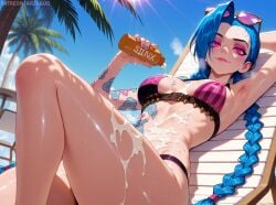 1girls ai_generated arzagod ass big_ass big_breasts breasts bubble_butt dat_ass female huge_ass jinx_(league_of_legends) large_ass league_of_legends oil perfect_body riot_games seductive_look tagme thick_ass thick_thighs wide_hips