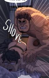2boys abs anal_fingering ass_fingering bara big_dom_small_sub big_penis dilf erect_penis erection facial_hair fingering fingering_ass gay gay_sex glasses hairy hairy_male height_difference huge_cock large_penis male male/male male_only muscular muscular_male nude nude_male pecs size_difference thick_penis unspoken_(firebreath110) veiny_penis yaoi
