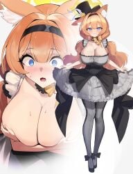 animal_ears blue_archive breasts cat_ears covering_breasts female female_only huge_breasts idol large_breasts mari_(blue_archive) shocked_expression sisterhood_(blue_archive) trinity_general_school_student