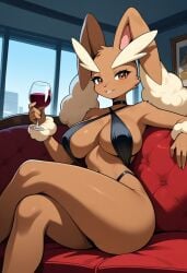 ai_generated big_breasts cup_of_wine furry furry_female lopunny micro_bikini pokemon pokemon_(species) pokephilia razhdeluxe