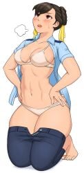 1girls ass_too_big ass_too_fat booty_too_big booty_too_fat butt_too_big butt_too_fat cant_fit chun-li denim denim_bottomwear denim_clothing denim_jeans denim_shorts female inconvenient_ass inconvenient_butt jeans out_of_breath police_uniform sexy_struggle shigenobu street_fighter struggling_to_fit tight_clothes tight_jeans tight_pants too_small_clothes too_thicc_to_fit too_thick wardrobe_malfunction