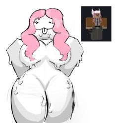 1girls big_breasts breasts female hand_behind_back long_hair nipples pink_hair railroads reference_image roblox roblox_avatar roblox_developer roblox_game robloxian self_upload solo solo_female steamedbroco sweatdrop tagme thighs thomasawl tongue tongue_out wet white_skin