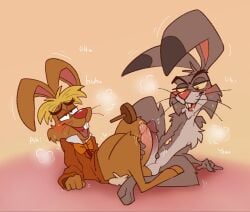 4pcsset alice_in_wonderland alice_in_wonderland_(1951_film) anthro balls bottomless breath_cloud crossover disney duo flaccid frottage furry gay genital_fluids genitals hare home_on_the_range humanoid_genitalia humanoid_penis lagomorph leporid mammal march_hare_(disney) march_hare_(monster_girl_encyclopedia) penis penis_size_difference rabbit tecbird testicles