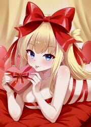 1girls beatmania beatmania_iidx bemani blonde_eyebrows blonde_female blonde_hair blonde_hair blonde_hair_female blue_eyes blue_eyes_female blush blush_face blushing_female breasts character_request cleavage collarbone elbows eyebrows_visible_through_hair female female_focus female_only fingers hair_ribbon high_resolution highres lean_figure long_hair looking_at_viewer medium_breasts narrow_waist raimu_(clanberry000) ribbon ribbon_bondage shoulders slender_body slender_waist slim_waist solo tongue tongue_out upper_body