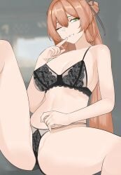 2d female female female_only girls'_frontline godon146 inviting_to_sex lingerie lingerie_only looking_at_viewer red_hair smile smiling_at_viewer spread_legs springfield_(girls'_frontline) white_skin