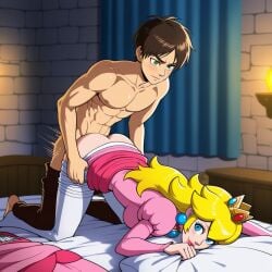 ai_generated attack_on_titan crossover eren_jaeger princess_peach super_mario_bros.