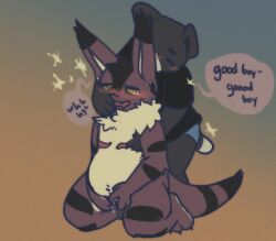 anthro big_clitoris bodily_fluids clitoris clothing cuntboy dandeliontg duo encouragement english_text felid fox_squirrel_(ghibli) genital_fluids genitals good_boy intersex looking_pleasured mammal masturbation pussy spiral spiral_eyes text trans_(lore) trans_man_(lore) vaginal_fluids vulva