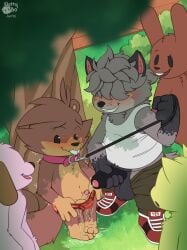 balls blush bo_(nutty_bo) bodily_fluids briefs briefs_only brown_body canid canine clothed clothing clothing_aside collar domestic_cat dominant exhibitionism felid feline felis fur gay gay_male genital_fluids genitals hair hi_res humanoid_genitalia lagomorph leash leash_pull leporid male male/male mammal nutty_bo open_mouth ouside outside park peeing peeing_on_another penis plant procyonid public rabbit raccoon rodent sciurid shy smile solin_(gigafucker) submissive tail topless tree tree_squirrel underwear underwear_aside underwear_only urine urine_stream watersports yaoi